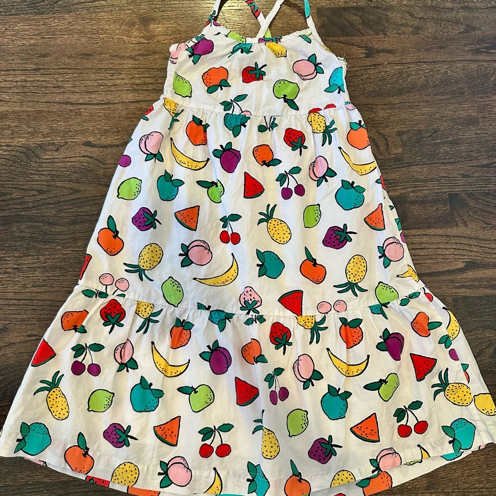 Hanna Andersson White Fruit Print Dress with Multicolor Fruit
